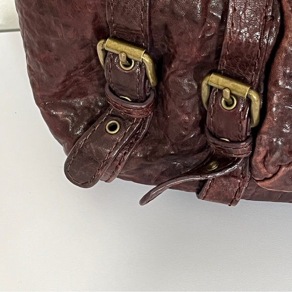 Kooba Ana Burgundy Glazed Pebble Leather Handbag - Picture 2 of 12